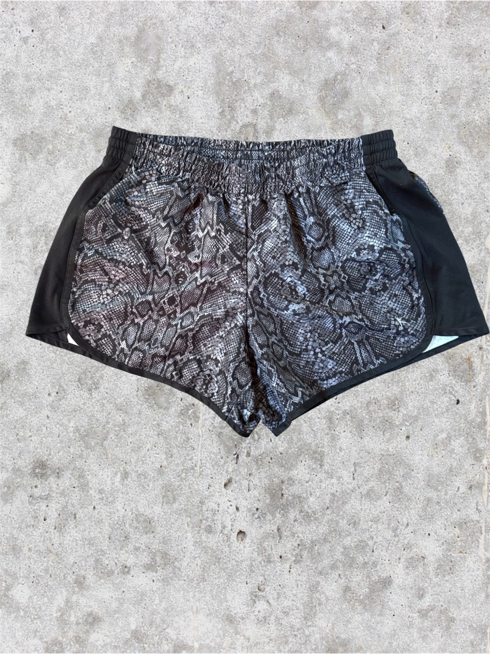 Danskin Now Women's Black Snake-Print Athletic Running Shorts M 8-10